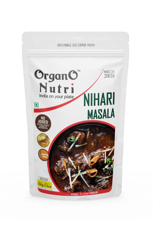 OrganoNutri Nihari Masala | 100g | Reclosable Eco-Zipper Pouch